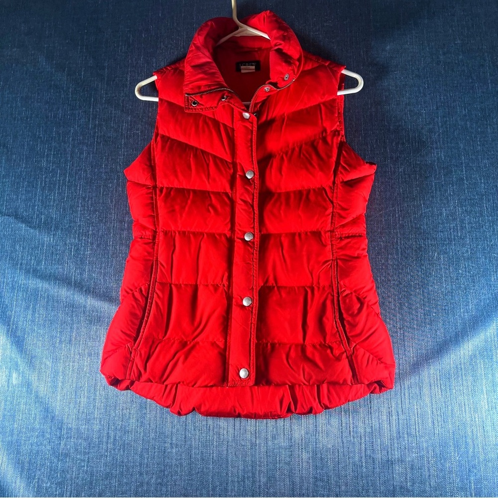 J. Crew Bright Red Puffer Vest Size XS